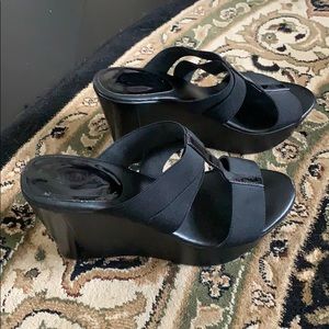 Charles by CD Black Strappy Wedges - Sz 7.5 US